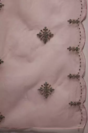 Pink ethnic motifs embroidered gotta patti kurta with trousers & dupatta