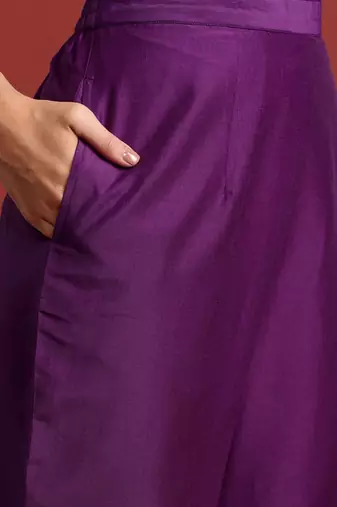 Ethnic motifs yoke design thread work kurta with trousers & dupatta
