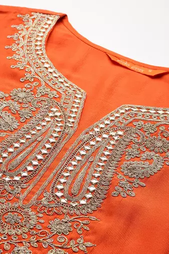 Paisley yoke design zari liva kurta with trousers & dupatta