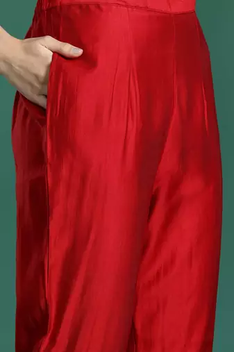 Ethnic motifs embroidered regular sequinned liva kurta with trousers & dupatta