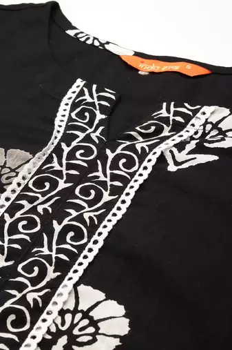 Floral printed regular pure cotton kurta with trousers & dupatta
