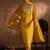 Yellow paisley embroidered regular straight kurta with trousers & dupatta