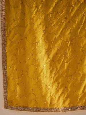 Yellow paisley embroidered straight kurta with trousers & dupatta 5