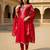 Red ethnic motifs embroidered regular kurta with trousers & dupatta