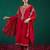 Red ethnic motifs embroidered regular kurta with trousers & dupatta