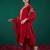 Red ethnic motifs embroidered regular kurta with trousers & dupatta