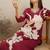 Floral printed v-neck sequinned a-line kurta with salwar