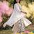 Floral embroidered thread work kurta with trousers & dupatta
