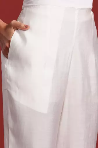 Floral embroidered thread work kurta with trousers & dupatta