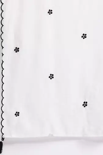 Floral embroidered thread work kurta with trousers & dupatta