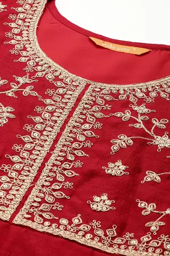 Ethnic motifs embroidered empire kurta with trousers & dupatta