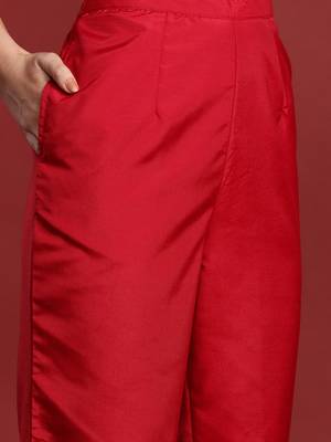 Ethnic motifs embroidered empire kurta with trousers & dupatta 4