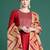 Yoke design pleated sequinned liva kurta with trousers & dupatta