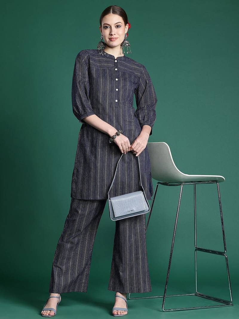 Printed regular pure cotton kurta with palazzos