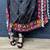 Navratri wear black color fiyona silk cotton thread work women's free size kaftans kurti
