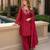 Red crape readymade kurti set with beads sequence work