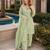 Green crape readymade kurti set with beads sequence work