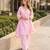 Baby pink crape readymade kurti set with beads sequence work