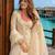 Cream roman shimmer readymade kurti set with handwork & moti work