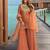 Dark peach roman shimmer readymade kurti set with handwork & moti work