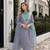 Blue roman shimmer readymade kurti set with designer handwork