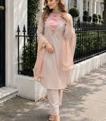 Rose roman shimmer readymade kurti set with designer handwork