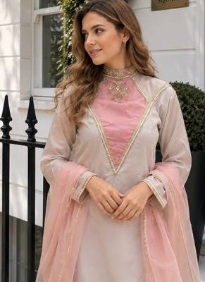 Rose roman shimmer readymade kurti set with designer handwork 2