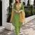 Parrot-green roman shimmer readymade kurti set with designer handwork