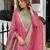 Rani-pink roman shimmer readymade kurti set with designer handwork