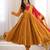 Yellow designer roman silk gown with dupatta