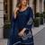 Navy-blue crape readymade salwar suit with embroidery work