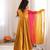Yellow designer roman silk gown with dupatta