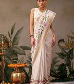 Onam special floral printed kasavu silk saree