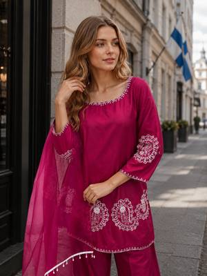 D magenta crape readymade salwar suit with embroidery work 2