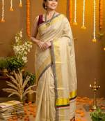 Checked zari tissue designer kasavu saree