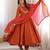 Orange designer roman silk gown with dupatta