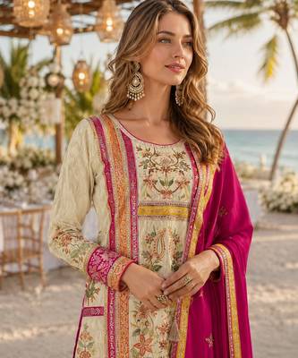 Pink embroidered silk fully stitched plazo suit 2