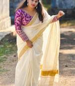 Pure cotton handloom kasavu saree