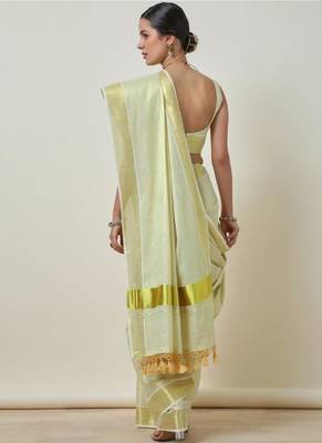 cream zari work tissue kasavu saree 3