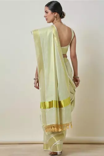 cream zari work tissue kasavu saree