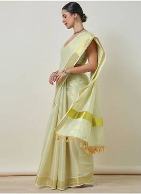 cream zari work tissue kasavu saree 4