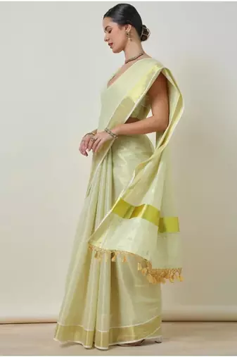 cream zari work tissue kasavu saree