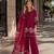 Maroon crepe stitched suit with sequence embroidery work