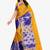Mustard & blue ethnic motifs zari art silk half and half kasavu saree