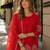 Red crepe stitched suit with sequence embroidery work