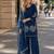 Navy crepe stitched suit with sequence embroidery work