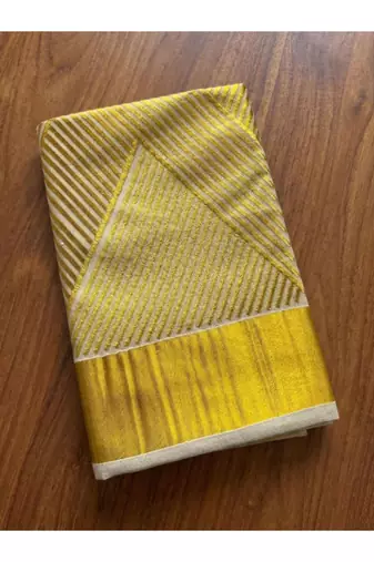 cream geometric zari tissue kasavu saree