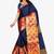 Navy blue & orange ethnic motifs zari art silk kasavu saree