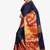 Navy blue & orange ethnic motifs zari art silk kasavu saree