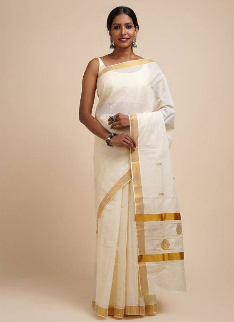 Zari cotton kasavu saree